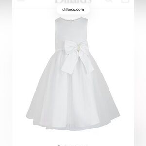 Little Girls Sleeveless Pearl Trim Bow Dress